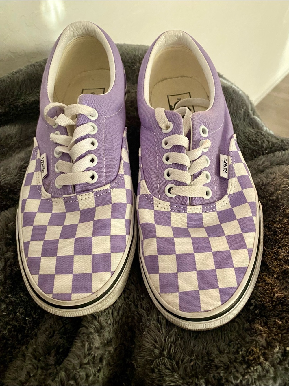 Vans Checkerboard Low Top Sneakers - Purple & White